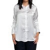 Women's Long Sleeve Satin Button Down Shirt - APRICOT - 2 of 4