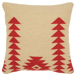 Aztek Motif Decorative Filled Square Throw Pillow Red - Rizzy Home