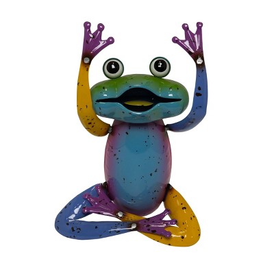 11" Colorful Metal Frog Garden Decoration - Alpine Corporation