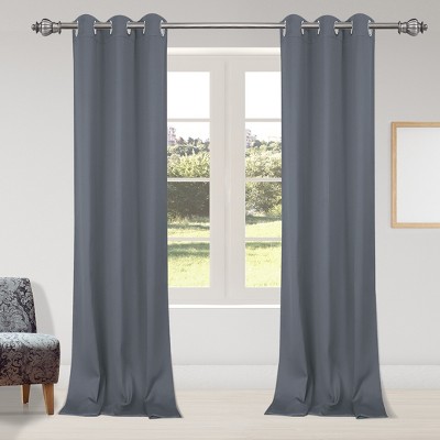 2 Pcs 42 x 95 Inch Solid Blockout Thermal Insulated Grommet Curtain Panels Gray - PiccoCasa