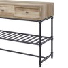 Brantley 47" Accent Tables Oak and Sandy Black - Acme Furniture: 3-Drawer, Metal Frame, Wood Composite Top - 3 of 4