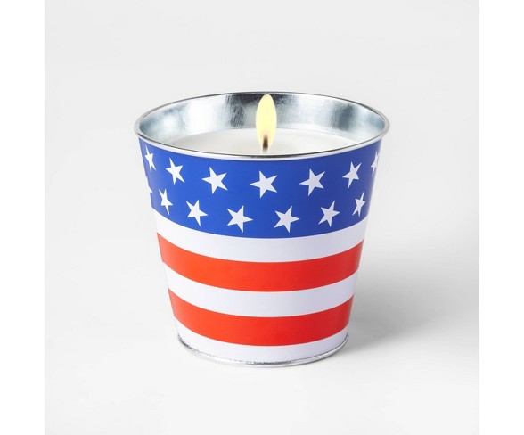 16oz Americana Citronella Wax Bucket Candle Red/White/Blue - Sun Squad&#153;