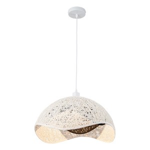 C Cattleya 1-Light Black and White Paper Rope Pendant Light - 1 of 4