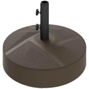 Aghana Digitals Brown HDPE Patio Umbrella Base, Heavy Duty 62lbs Sand/51lbs Water Fillable Stand - 1 of 4