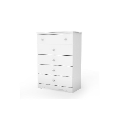 HomeStock 5-Drawer Chest Dresser Pure White Crystal