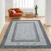 Grey/Blue Washable Runner Rug, Non-Slip Modern Hallway Carpet, Stain Resistant Low Pile Mat for Living Room, Bedroom, Kitchen - 3 of 4