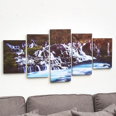 Lakeside 5 Piece Canvas Wall Art Set – Waterfall