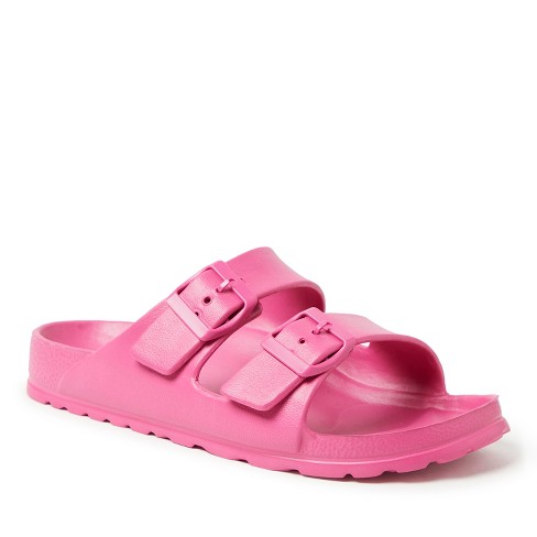 Dearfoams EcoCozy Women's Sustainable Double Buckle Sandal - PARADISE PINK  Size 8