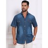INSPIRE CHIC Men's Denim Chest Pockets Western Retro Short Sleeve Shirts - 4 of 4