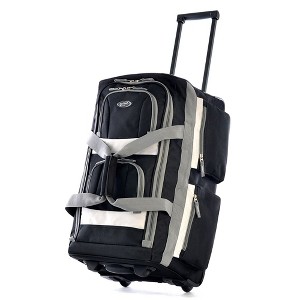 Olympia 29 Inch 8 Pockets U Shaped Rolling Duffel Bag Case with Handle, Black - 1 of 4