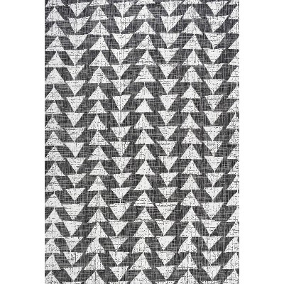 Andratx Reversible Black/Ivory Synthetic Geometric Indoor/Outdoor Rug