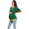Maternity Shirts Women's Casual Floral Print Tops Pregnancy Puff Short Sleeve Striped Ruched Side Tunic Top - 3 of 3