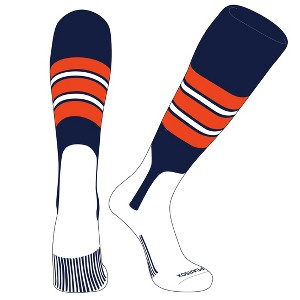 PEAR SOX OTC Baseball Softball Stirrup Socks (E, 7in) Navy, Orange, White - 1 of 3