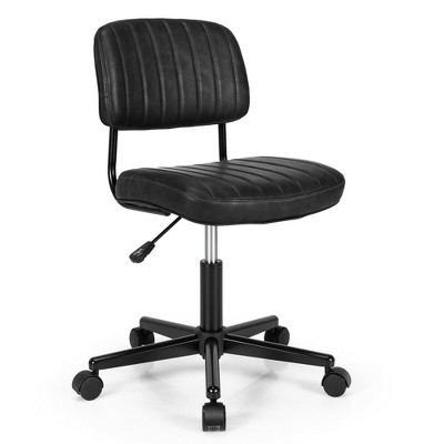 Costway 2PCS PU Leather Office Chair Adjustable Swivel Task Chair with Backrest Brown/Black/Orange/Green