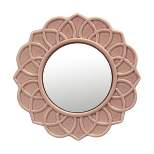 9" Round Floral Ceramic Wall Hanging Mirror Pink - Stonebriar Collection