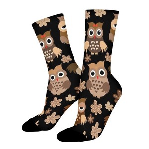 Cute Owls Women Printed Crew Socks Funny Funky Socks Soft Polyester Novelty Gifts for Artists Men - 1 of 1