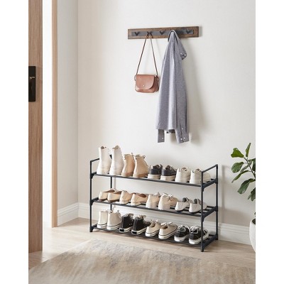 3-Tier Metal Shoe Rack Organizer, Stackable Shoe Shelf Holds 12-15 ...