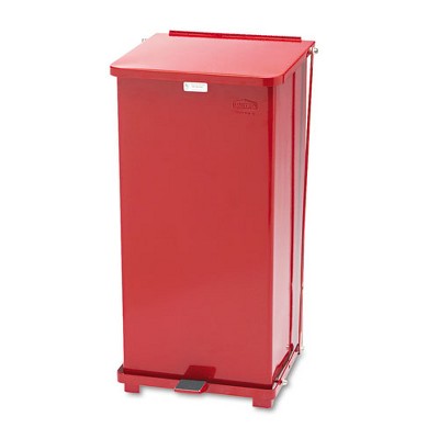 Rubbermaid Commercial Defenders Heavy-Duty Steel Step Can, 13 gal, Steel, Red