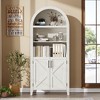 Arched Bookcase with Doors - 5-Tier Open Display Shelf, Modern Bookshelf Storage Cabinet for Home Office Living Room Library - 3 of 4
