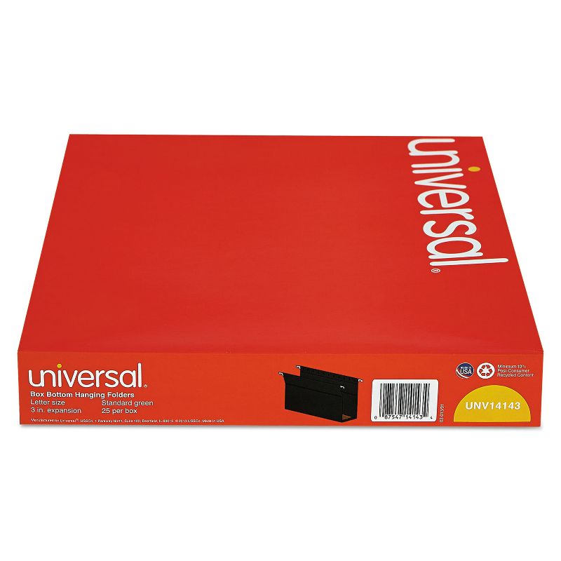 UNIVERSAL Three Inch Box Bottom Pressboard Hanging Folder Letter Standard Green 25/Box 14143, 2 of 6
