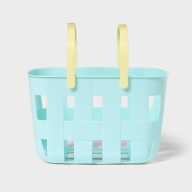5.8"x9"x6.5" Plastic Easter Basket with Handles Blue/Yellow - Spritz™