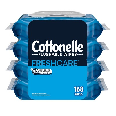 Cottonelle Flushable Wet Wipes Flip-Top Pack - Unscented - 4pk/42ct