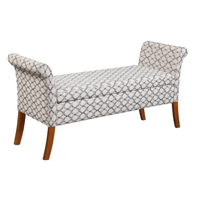 Garbo Storage Bench Ribbon Pattern Fabric - Breighton Home