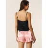 cheibear Women's Satin Spaghetti Cami Backless V-Neck Tops Ruffle Trim Shorts Sleepwear Sets - 3 of 4