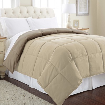 Twin Reversible Stone and Champagne Microfiber Duvet