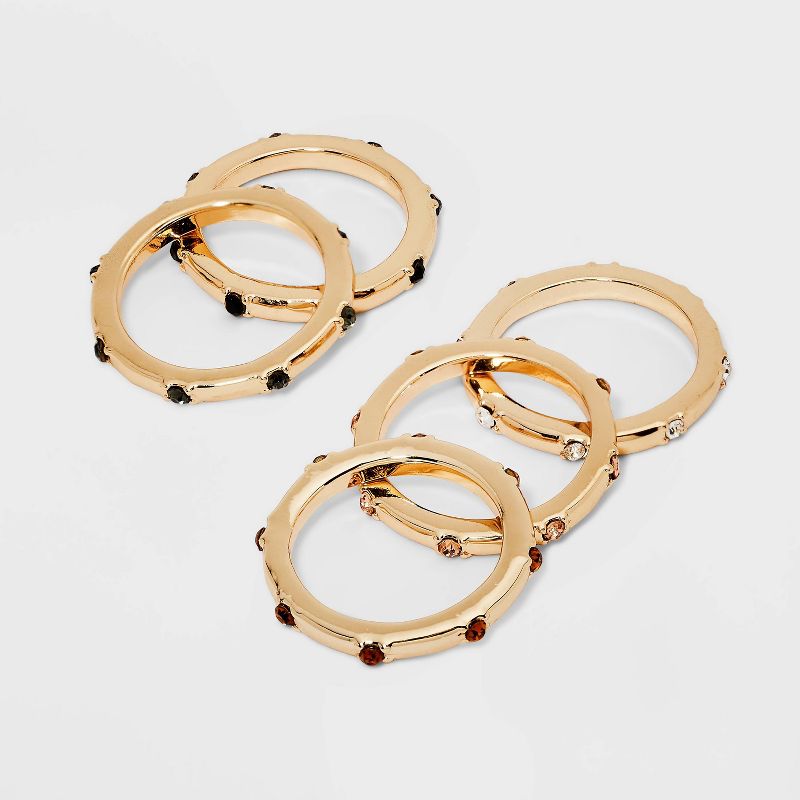 Stacking Stones Ring Set 5pc - A New Day™ Gold, 1 of 5
