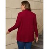 Coolmee Women's Plus Size Cardigan Shawl Long Sleeve Outerwear Lightweight Open Front Ribbed Knit Casual Cardigan Sweaters with Pockets 2XL Wine Red - 4 of 4