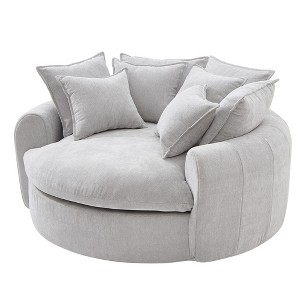 Whisen 59.8" Round Chaise Sofa Loaf Sofa Boneless Round Couch, Full-Compressed Sofa Bed with 8 Throw Pillows - 1 of 4