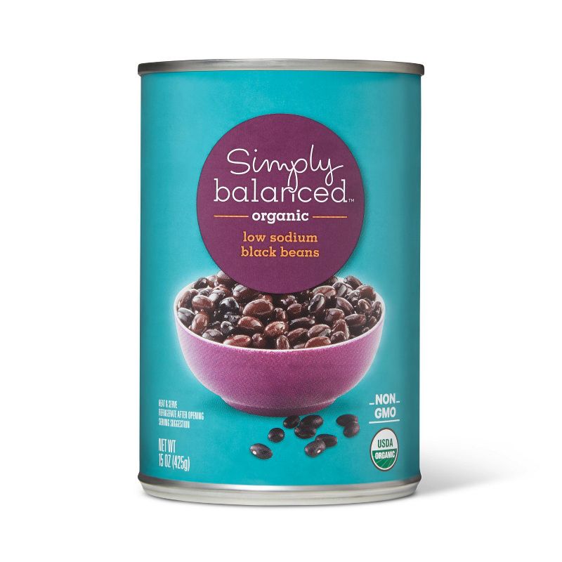 Organic Black Beans Low Sodium - 15oz - Simply Balanced&#8482;, 1 of 4