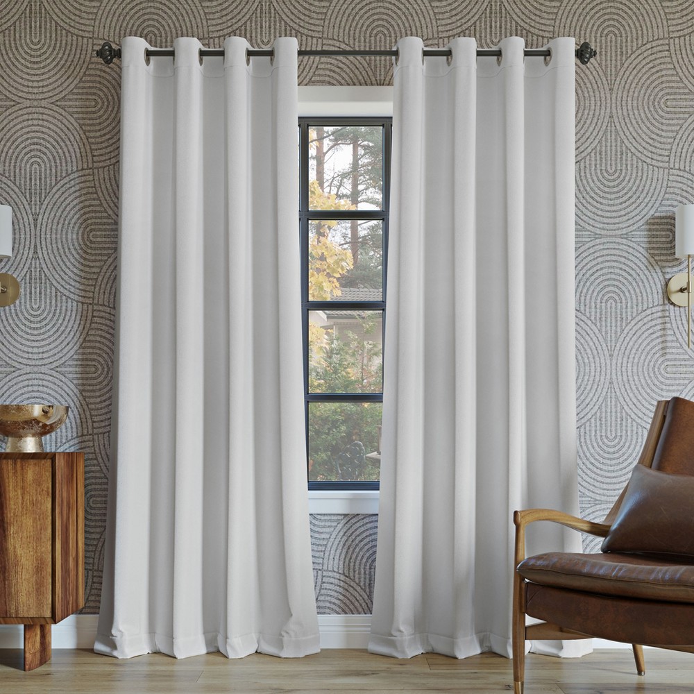 52"x95" Sun Zero Blackout Oslo Theater Grade Grommet Curtain Panel Pearl: Modern Energy Efficient, Noise Reduction