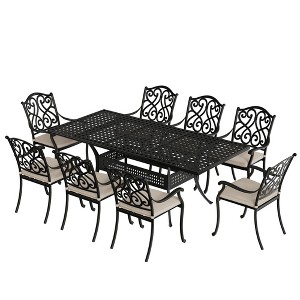 Mondawe 9 Pieces All-Weather Outdoor Dining Set with 8 Dining Chair & Extendable Table - 1 of 4