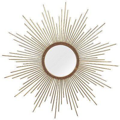26" Andrea Wall Mirror Gold - Stratton Home Décor: Sunburst Metal Frame, No Assembly Required