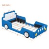 Twin Size Race Car-Shaped Platform Bed with Wheels,Blue - 4 of 4
