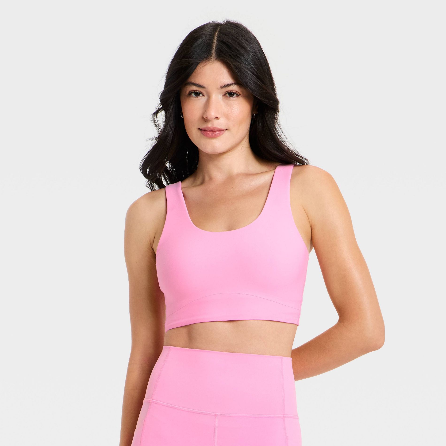 Women's Everyday Soft Medium Support Longline Sports Bra - All In Motion™ Pink M