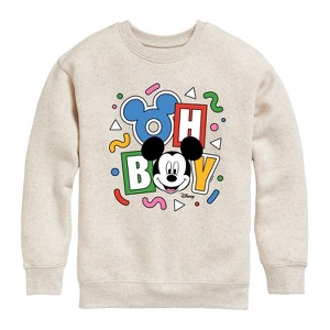 Boys' - Disney - Mickey Oh Boy 90s Graphic Long Sleeve Fleece Sweatshirt - 1 of 4