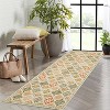 Retro Oriental Rhombus Printed Distressed Rug Washable Thin Low Pile Area Rugs for Living Room Indoor Non Slip Soft Carpet for Bedroom - 2 of 4