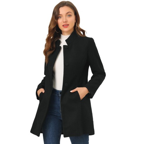 Womens Fit Mid Long Single Breasted Coat Lapel Jacket Overcoat Outwear  Trench Windbreaker Long Tan Wool Coat