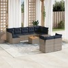 vidaXL Patio Sofa Set with Cushions 10 Piece, Outdoor Conversation Set, Patio Furniture Set for Balcony Garden, Modern Style, Gray Poly Rattan - 2 of 4
