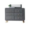 Light Gray Fabric dressers with Six Spacious Drawers and Smooth Side Metal Glides - 4 of 4