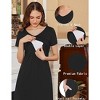 Ekouaer Women's Nursing Dress Summer V Neck Short Sleeve Maternity Split Long Dresses for Breastfeeding with Pockets - 3 of 4
