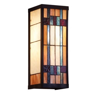 River of Goods 16.25" 1-Light Mission Style Stained Glass Outdoor Wall Sconce: ETL Listed, Iron Body - 1 of 4