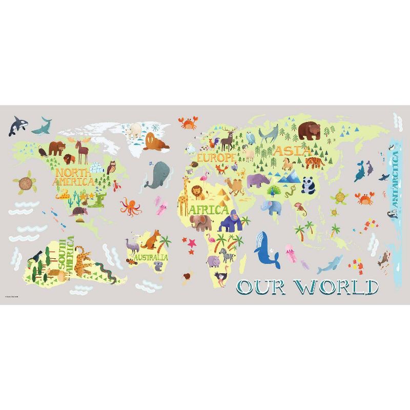 RoomMates Kids&#39; World Map Peel and Stick Giant Wall Decal, 4 of 7
