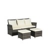 3-Piece Outdoor Cnversation Sofa Set with Two Ottoman, All-Weather PE Wicker Rattan - 4 of 4