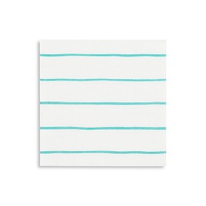 Daydream Society - Aqua Frenchie Striped Petite Napkins - Pack of 16 Paper Napkins - 1 of 1