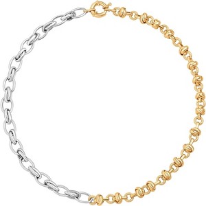 18K Gold Plated Paperclip Choker with Freshwater Cultured Pearl Pendant, Dainty Satellite Chain Necklace - 1 of 4