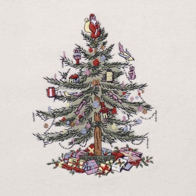 Ivory Cotton Christmas Tree Embroidered Hand Towel Set